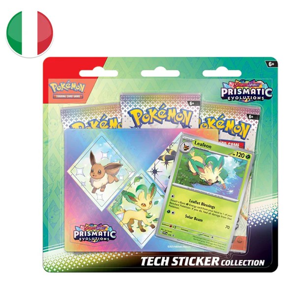 Collezione Evoluzioni Prismatiche con Adesivo Eevee, Leafeon e Umbreon