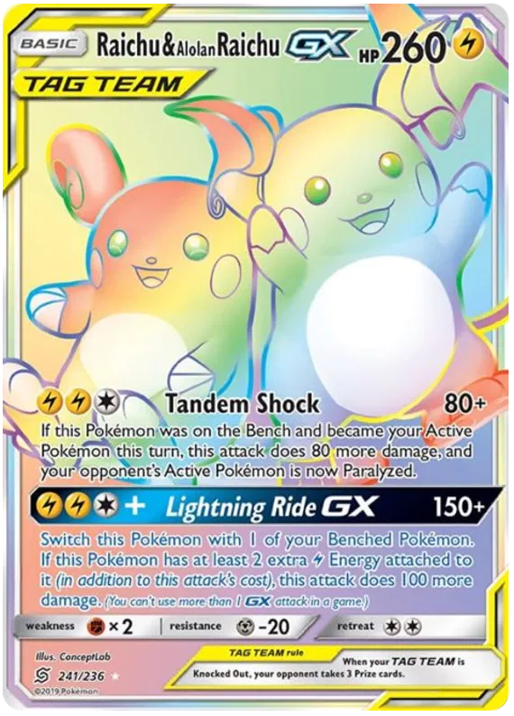 Raichu & Alolan Raichu GX - Unified Minds #241