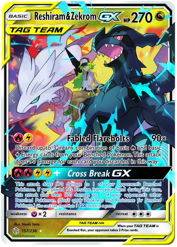 Reshiram & Zekrom GX - Cosmic Eclipse #157