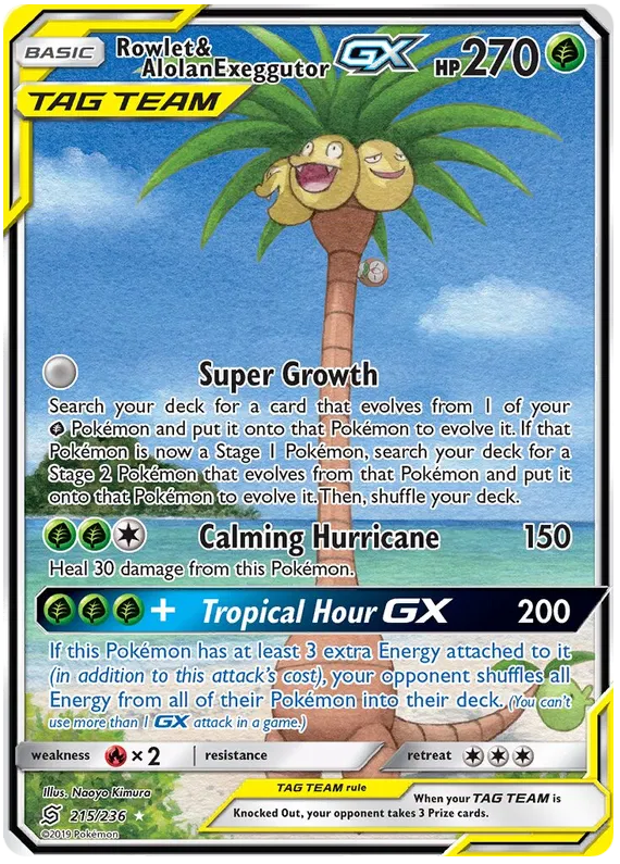 Rowlet & Alolan Exeggutor GX - Unified Minds #215