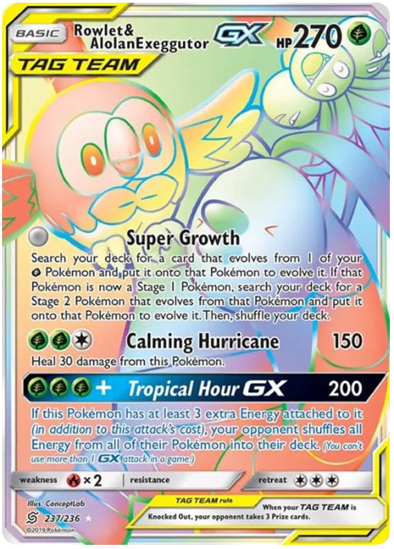 Rowlet & Alolan Exeggutor GX - Unified Minds #237