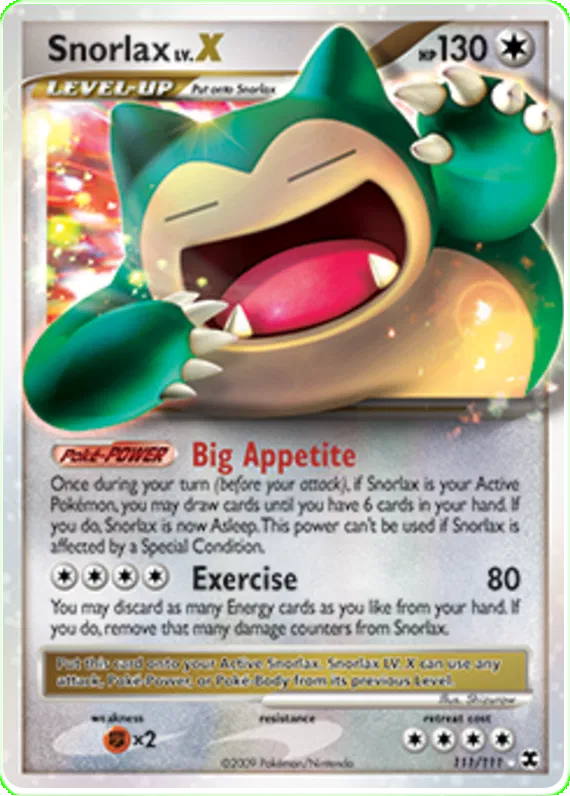 Snorlax LV. X - Platinum - Rising Rivals #111