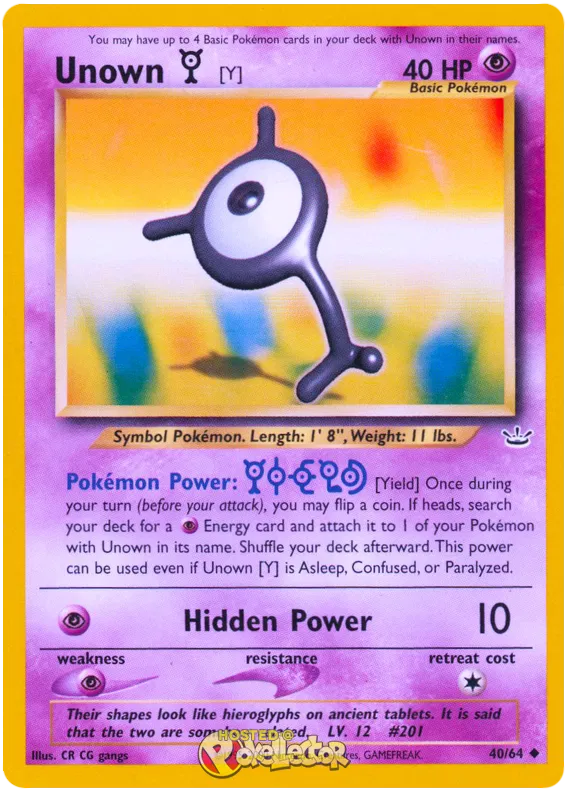 Unown Y - Neo Revelation #40